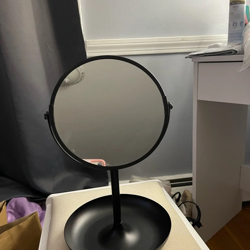 Black Vanity Mirror with Tray